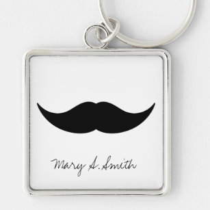 Moustache Custom Name Keychain