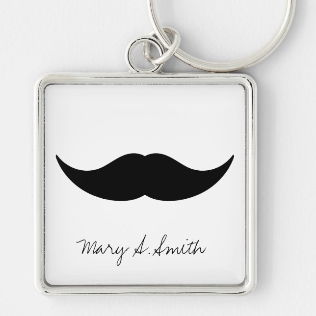 Moustache Custom Name Keychain (Front)