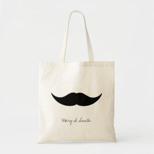 Moustache Custom Name Tote Bag