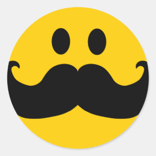 Moustache Customizable background colour) Classic Round Sticker