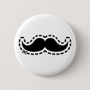 Moustache cut out 2 inch round button