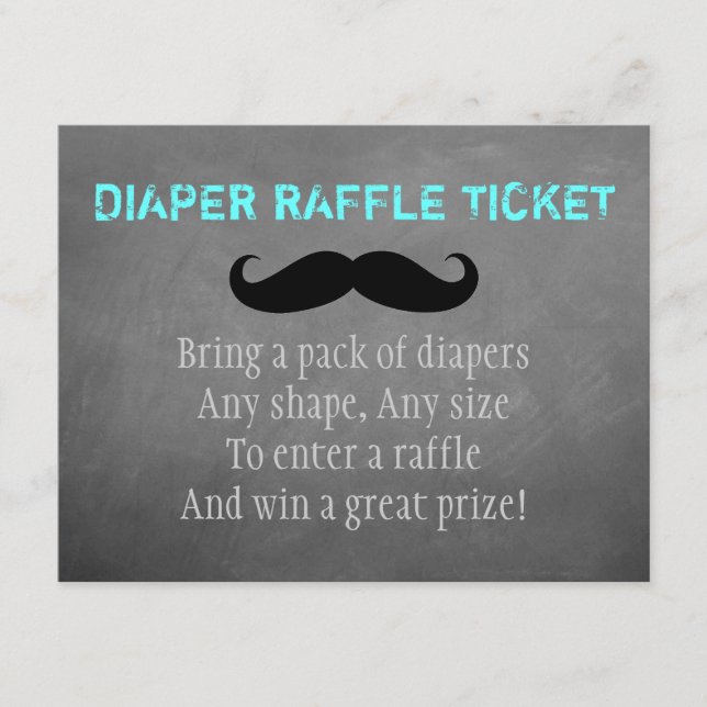 Moustache Diaper Raffle Ticket Enclosure Card (Front)