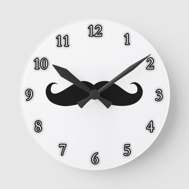 Moustache Disguise Funny Round Clock (Front)