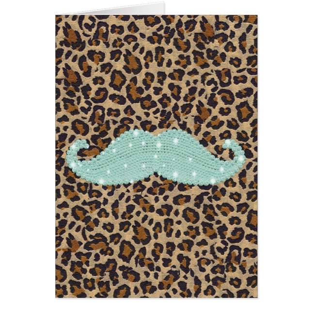Moustache et poster de animal verts turquoises (Devant)