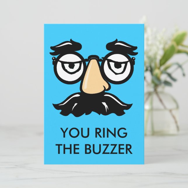 Moustache & Eye Glasses, Rin the Buzzer, add text (Standing Front)