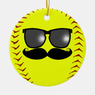 Moustache Fastpitch Softball Ornament