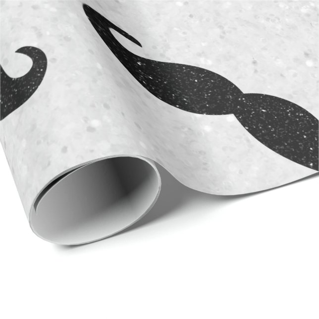 Moustache Father's Day Glitter Wrapping Paper (Roll Corner)