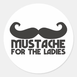 Moustache for the ladies classic round sticker