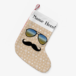 Moustache Glasses Funny Personalized Christmas Small Christmas Stocking