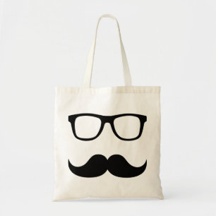 Moustache glasses tote bag