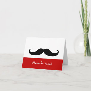 Moustache Gracias Blank Note Card