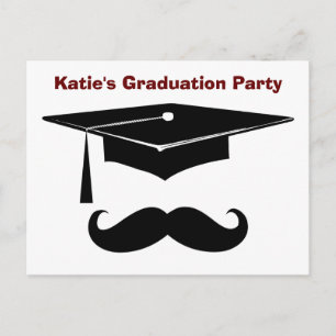 Moustache Graduation Postcard