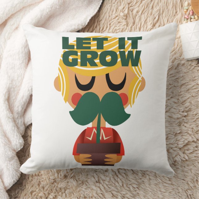 Moustache Growth Adventure Throw Pillow (Blanket)