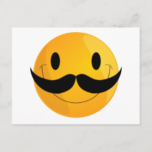 Moustache Happy Face Emoji Postcard
