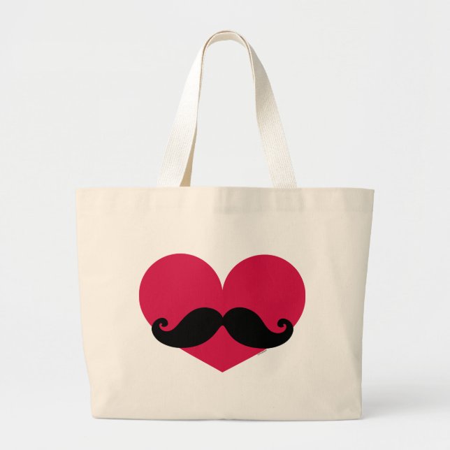Moustache Heart Large Tote Bag (Front)