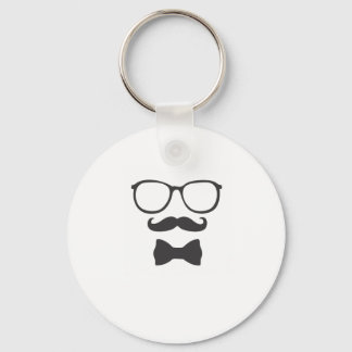 Moustache Hipster Bowtie Glasses Keychain