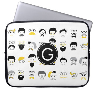 Moustache Hipster Faces Laptop Sleeve