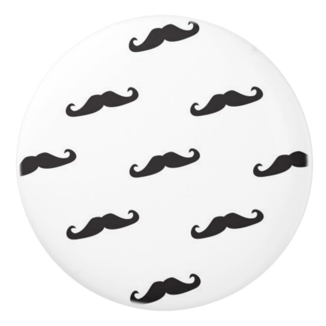 Moustache hipster pattern 2 ceramic knob (Front)