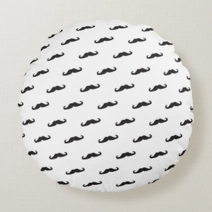 Moustache hipster pattern 2 round pillow