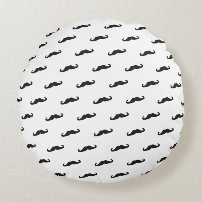 Moustache hipster pattern 2 round pillow (Front)