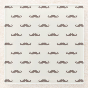 Moustache hipster pattern 3 glass coaster