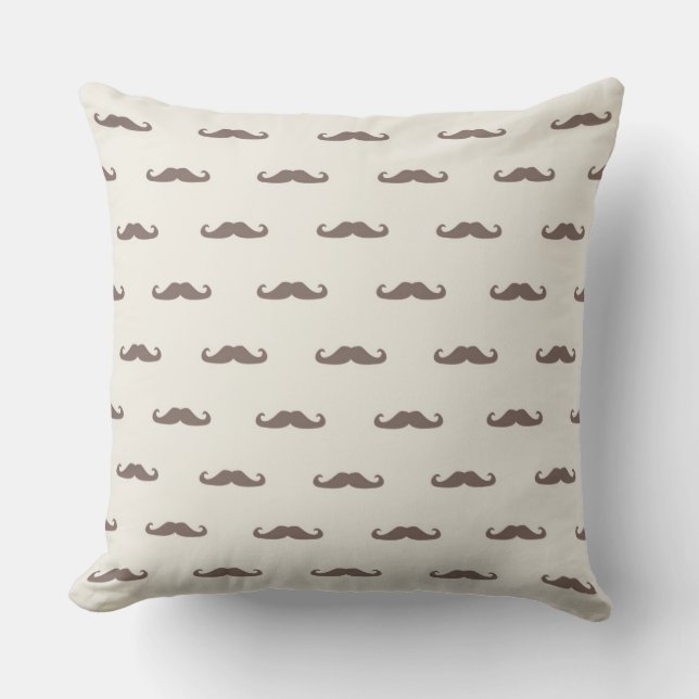 Moustache hipster pattern 3 throw pillow (Front)