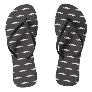 Moustache hipster pattern flip flops