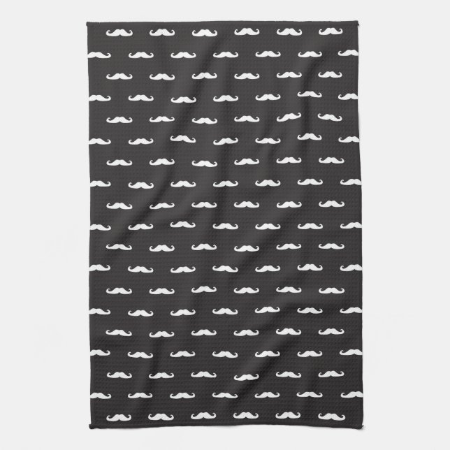 Moustache hipster pattern kitchen towel (Vertical)