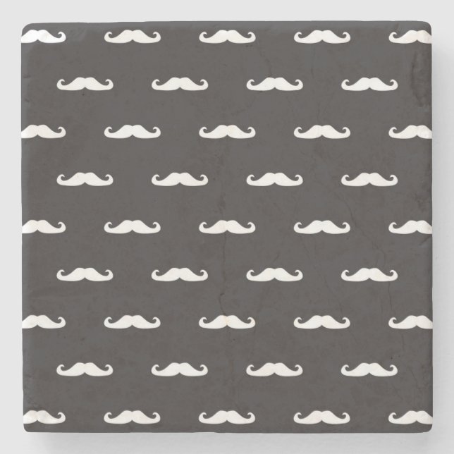 Moustache hipster pattern stone coaster (Front)