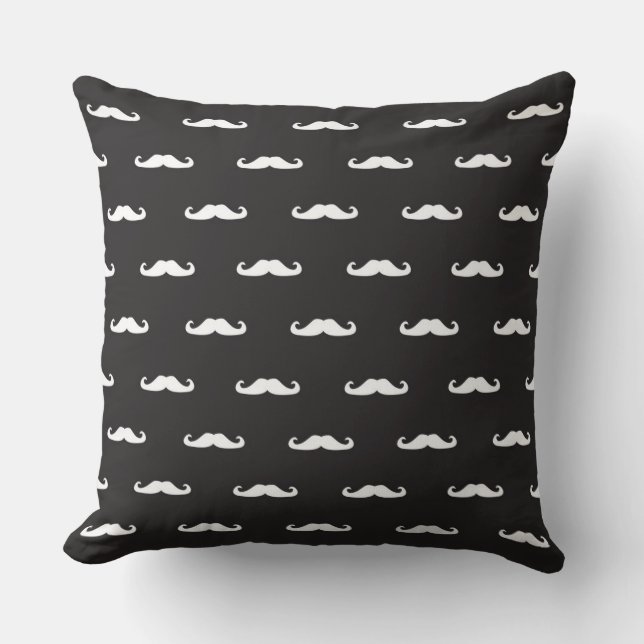 Moustache hipster pattern throw pillow (Front)