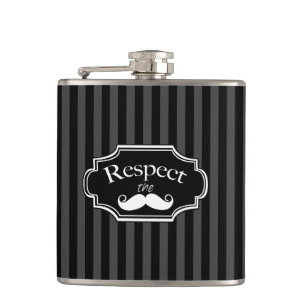 Moustache Hipster Retro Pattern Hip Flask