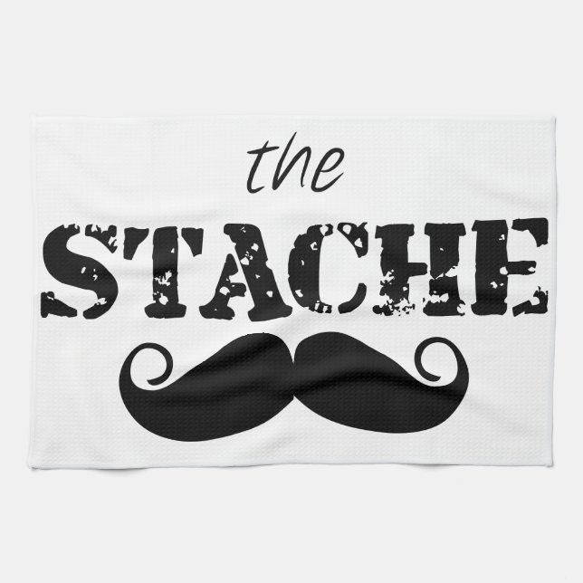 Moustache Hipster Retro Pattern Kitchen Towel (Horizontal)