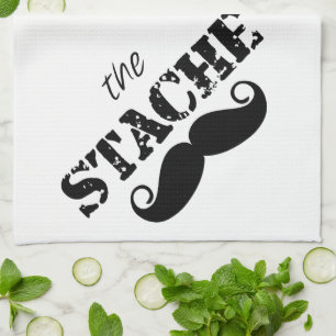 Moustache Hipster Retro Pattern Kitchen Towel