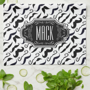 Moustache Hipster Retro Pattern Kitchen Towel