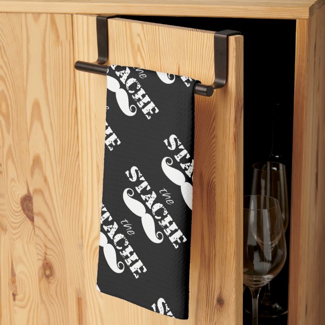 Moustache Hipster Retro Pattern Kitchen Towel (Thirds Fold)