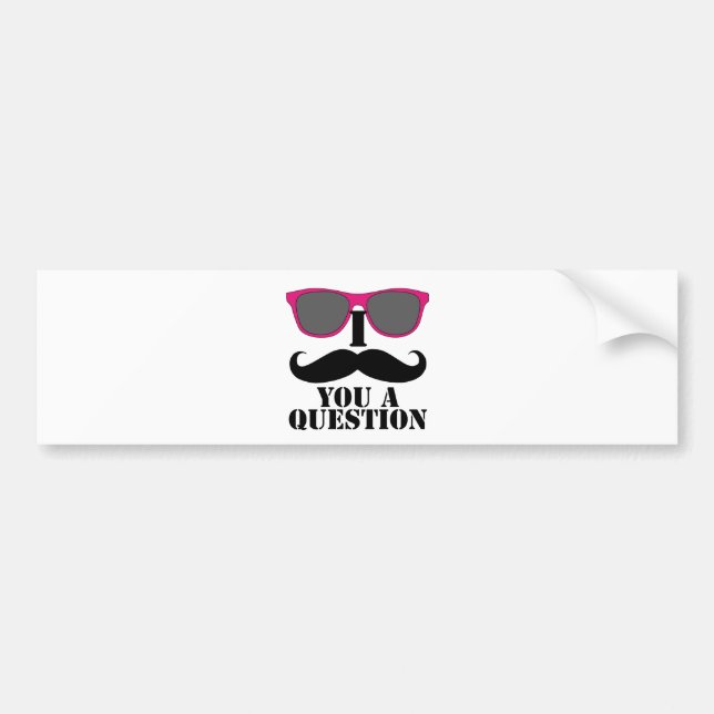 Moustache Humour with Pink Sunglasses Bumper Sticker (Front)