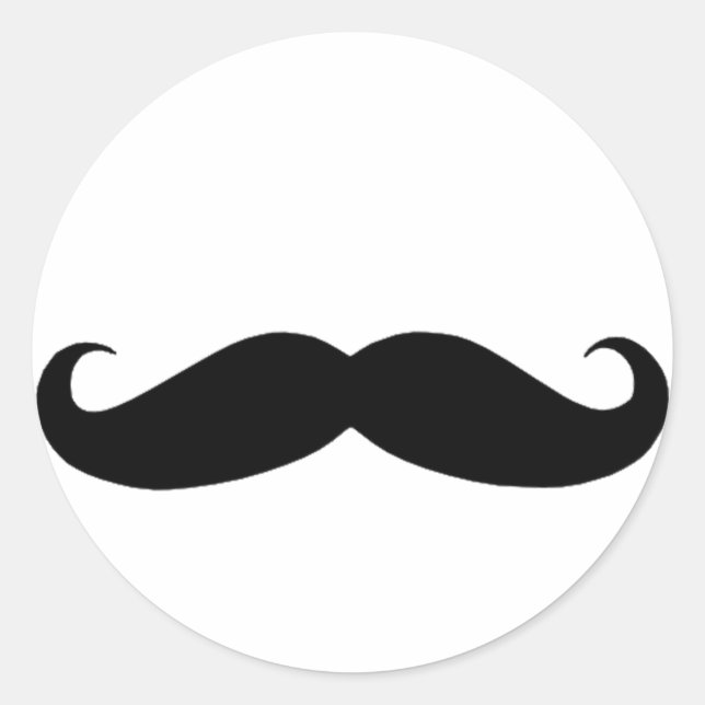 Moustache in Black or White Classic Round Sticker (Front)