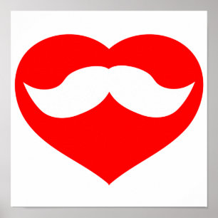 Moustache in Heart Poster