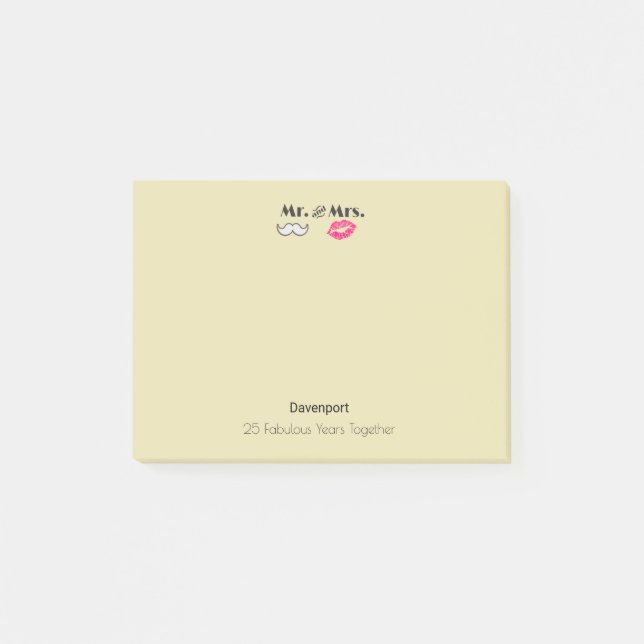 Moustache & Lips Mr. & Mrs. - Anniversary Post-it Notes (Front)