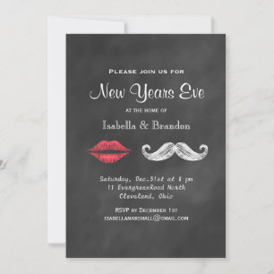 Moustache & Lips New Years Eve Party Invitation