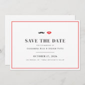 Moustache & Lips Save The Date Card (Front/Back)