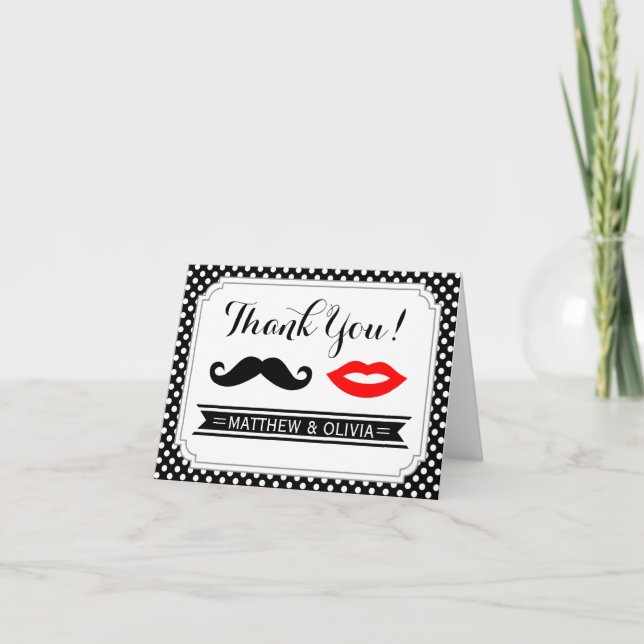 Moustache & Lips Thank You Cards (Front)
