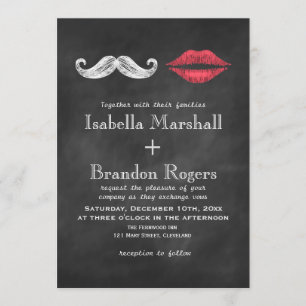 Moustache & Lips Wedding Invitation
