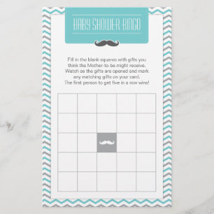 Moustache / Little Man Baby Shower Bingo Game Card
