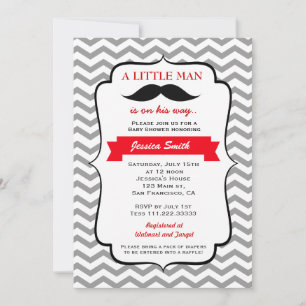 Moustache Little Man Baby Shower Invitation
