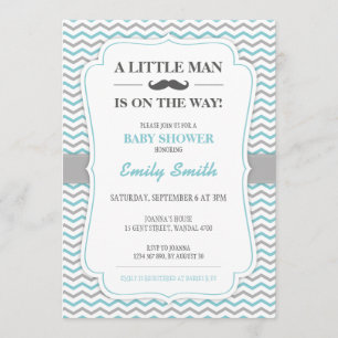 Moustache Little Man Baby Shower Invitation