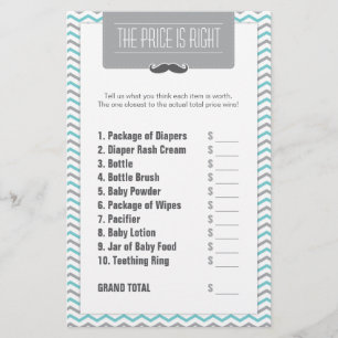 Moustache / Little Man Baby Shower Price is Right