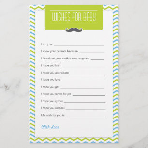 Moustache / Little Man Baby Shower Wishes for Baby