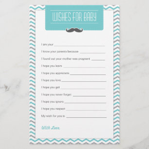 Moustache / Little Man Baby Shower Wishes for Baby