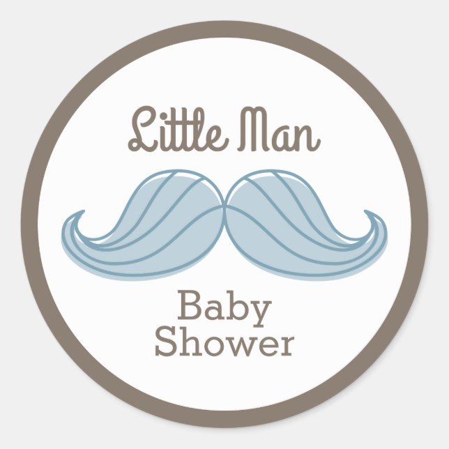 Moustache Little Man Classic Round Sticker (Front)